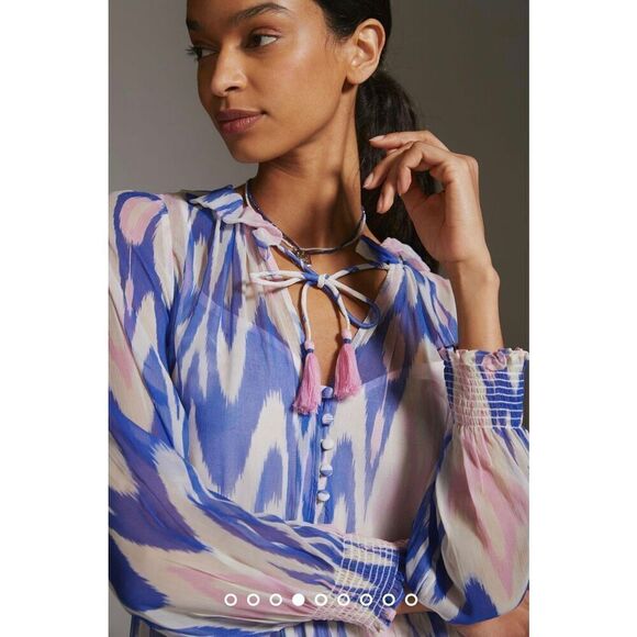 Anthropologie The Marais Printed Chiffon Maxi Dress Size M - Picture 3 of 10